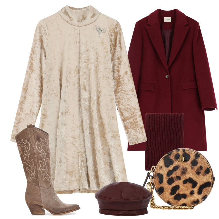 Outfit donna - Conquista!. Stile Romantica per Tutti i giorni. Abbinamento con pochette, vestiti corti, cappotti, sciarpe, cappelli e berretti, stivaletti texani.