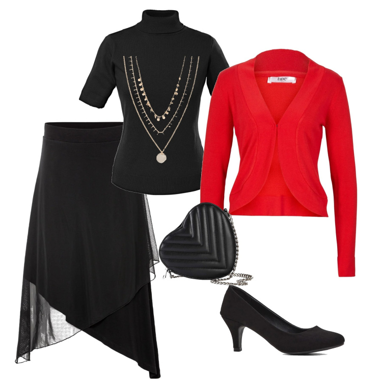 Outfit donna - Bonprix party glam. Stile Glamour per Cerimonia. Abbinamento con collane, maglieria, décolleté, blazer, gonne, borse a tracolla.