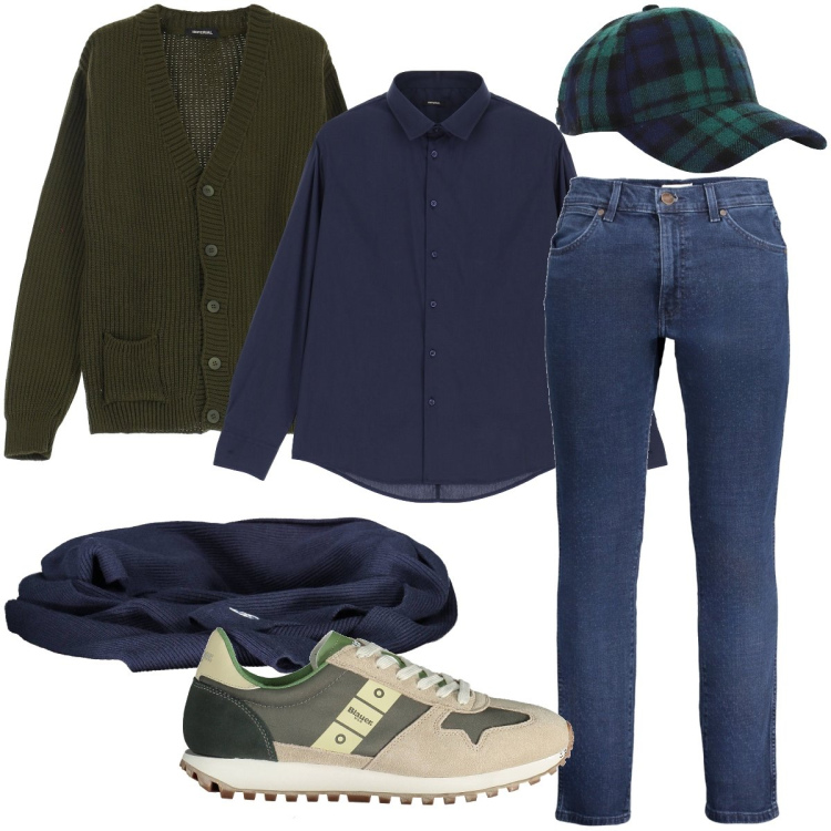 Outfit uomo - Il berretto a quadri. Stile Casual per Tutti i giorni. Abbinamento con camicie, cappelli, cardigans, jeans, sneakers, sciarpe.