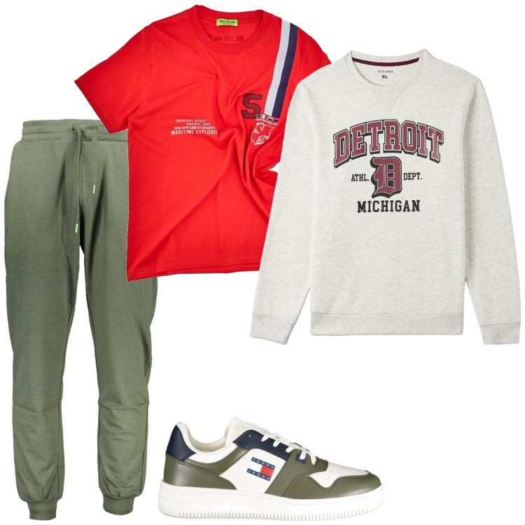 Outfit uomo - Total look #2019754. Stile Casual per Tutti i giorni. Abbinamento con felpe, t-shirt, pantaloni, sneakers.