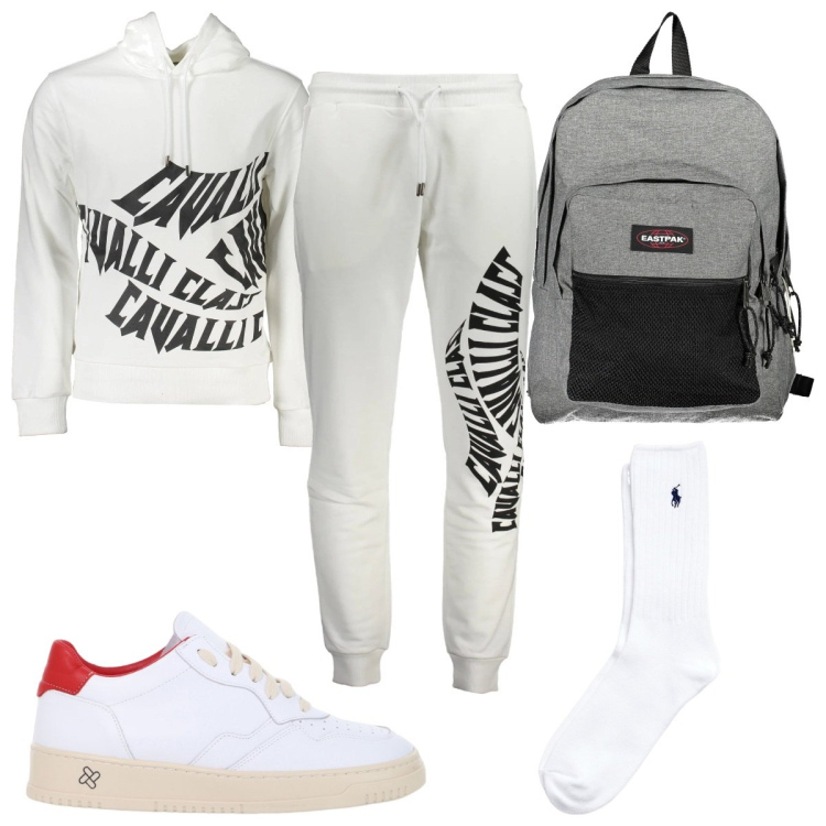 Outfit uomo - Total look #2019788. Stile Trendy per Sport. Abbinamento con sneakers, calzini, borse sportive, pantaloni, felpe con cappuccio.