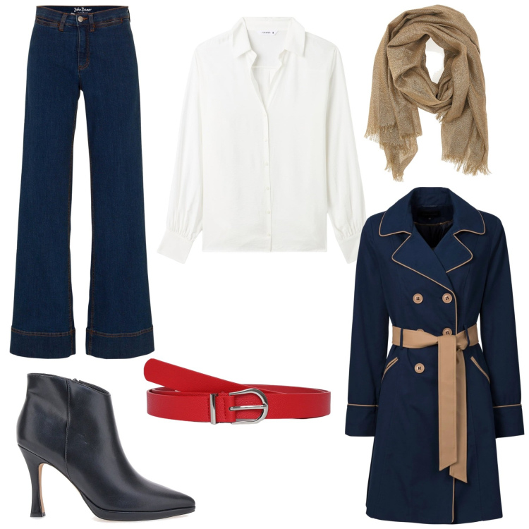 Outfit donna - Accessorio perfetto. Stile Basic per Tutti i giorni. Abbinamento con jeans, trench, cinture, camicie, stivaletti, foulard.