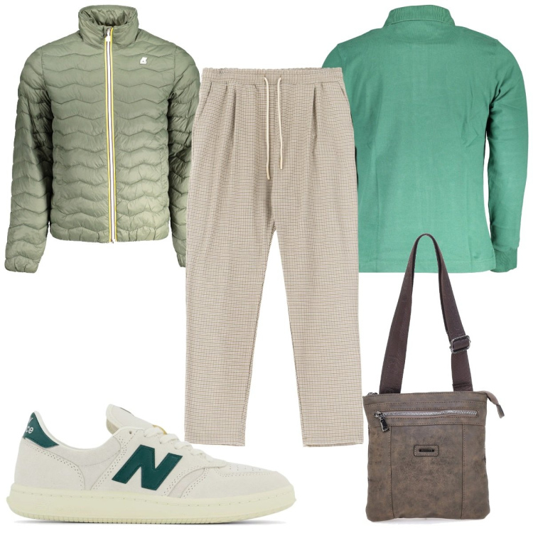 Outfit uomo - Total look #2019842. Stile Casual per Tutti i giorni. Abbinamento con sneakers, pantaloni, portafogli, piumini, polo.