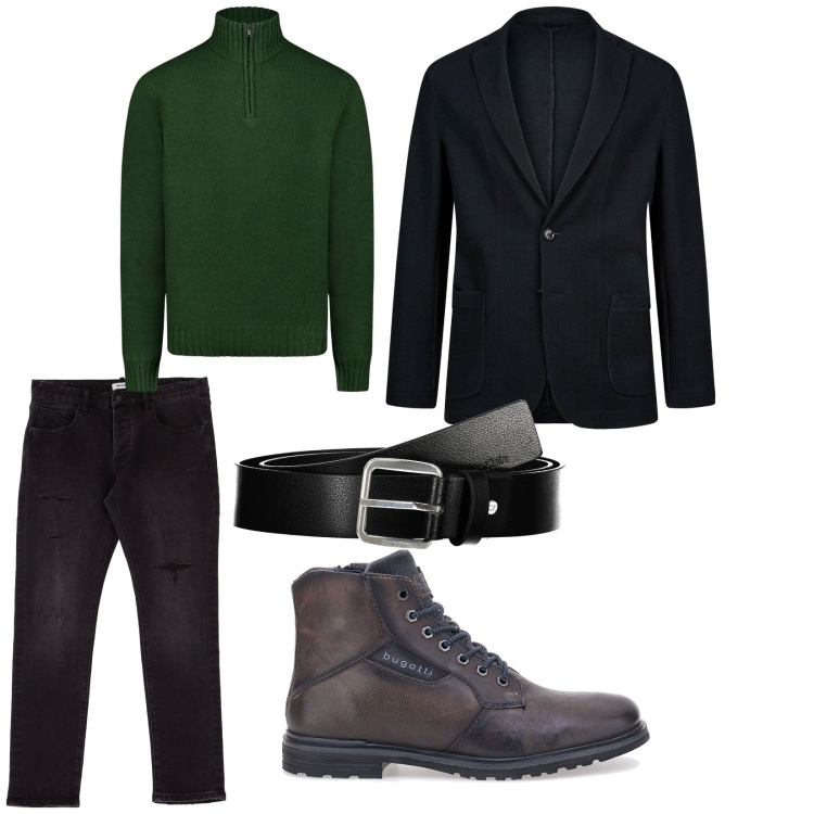 Outfit uomo - Dall\' ufficio alla cena. per Tutti i giorni. Abbinamento con jeans slim fit, giacche, stivali e stivaletti, cinture, maglieria.