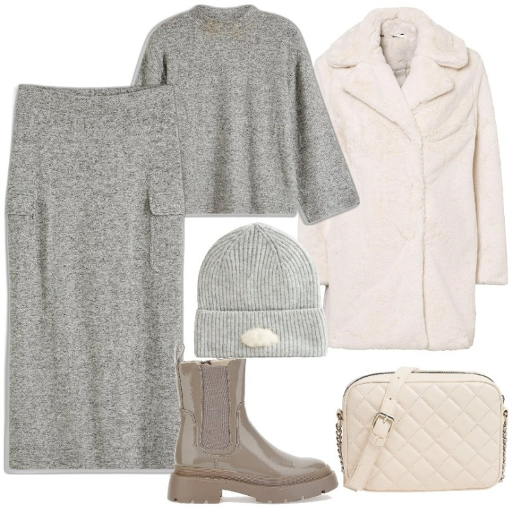 Outfit donna - Pelliccia morbida taglio comodo. Stile Casual per Scuola/Università. Abbinamento con maglieria, ecopellicce, gonne, berretti, borse a tracolla, anfibi.