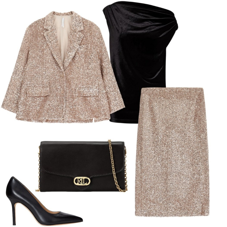Outfit donna - Paillettes. Stile Etnico per Serata fuori. Abbinamento con gonne, blazer, borse a tracolla, bluse, décolleté.