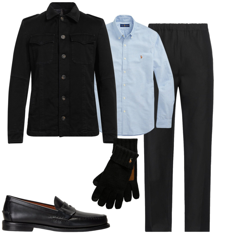 Outfit uomo - City. Stile Business/Elegante per Tutti i giorni. Abbinamento con pantaloni, giacche, camicie, scarpe stringate, guanti.