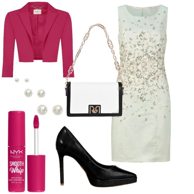 Outfit donna - In festa. Stile Bon Ton per Cerimonia. Abbinamento con vestiti a tubino, rossetti, blazer, décolleté, borse a tracolla, orecchini.