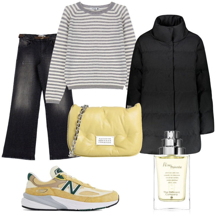 Outfit donna - Total look #2020435. Stile Casual per Tutti i giorni. Abbinamento con borse a tracolla, profumi, sneakers, jeans, pullovers, piumini.