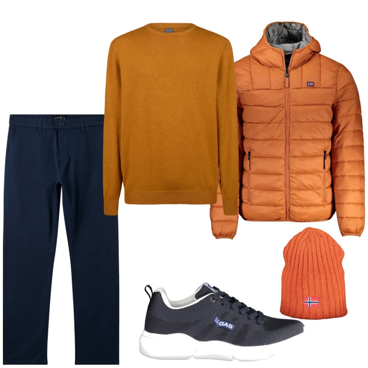 Outfit uomo - Total look #2020564. Stile Casual per Tutti i giorni. Abbinamento con pantaloni chino, maglieria, giacche, berretti, sneakers.