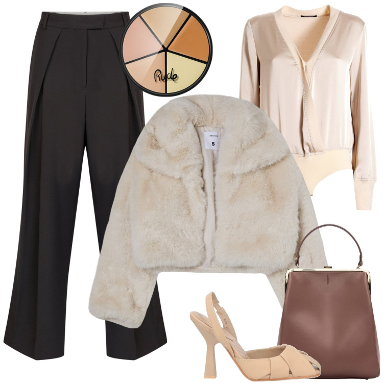 Outfit donna - Total look #2020568-2. Stile Chic per Cerimonia. Abbinamento con décolleté, correttori, blazer, bluse, borse a spalla, pantaloni.