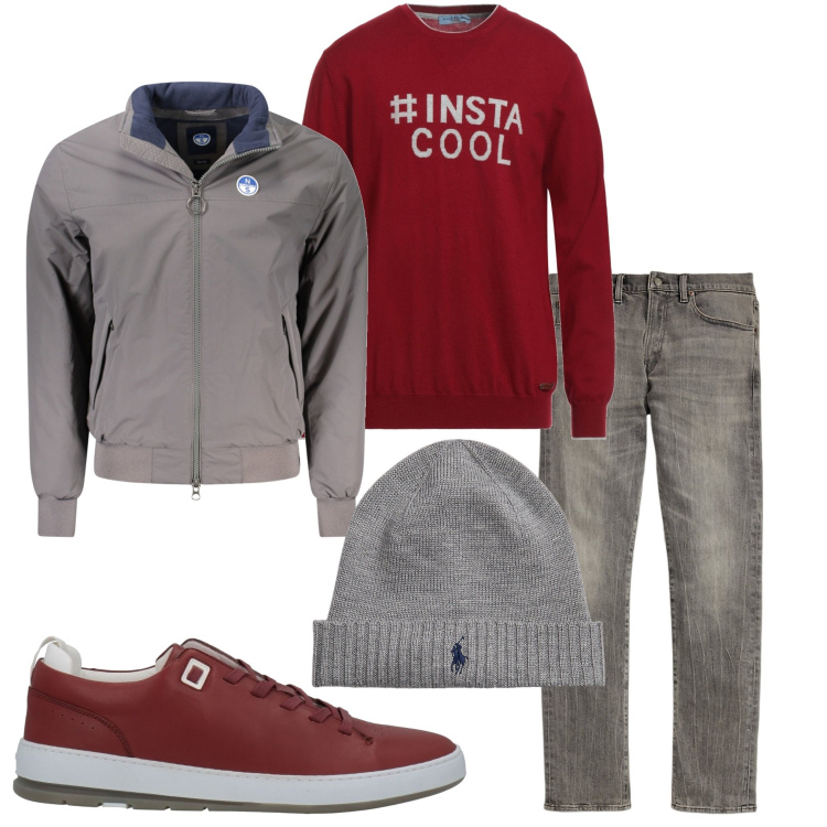 Outfit uomo - Casual style. Stile Casual per Tutti i giorni. Abbinamento con sneakers, pullovers, berretti, jeans, giacche.