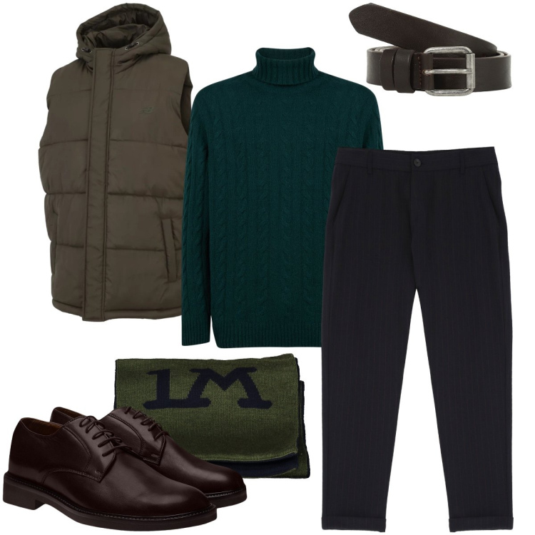 Outfit uomo - I mocassini classici. Stile Business/Elegante per Ufficio. Abbinamento con gilet, pantaloni, cinture, scarpe stringate, maglieria, sciarpe.