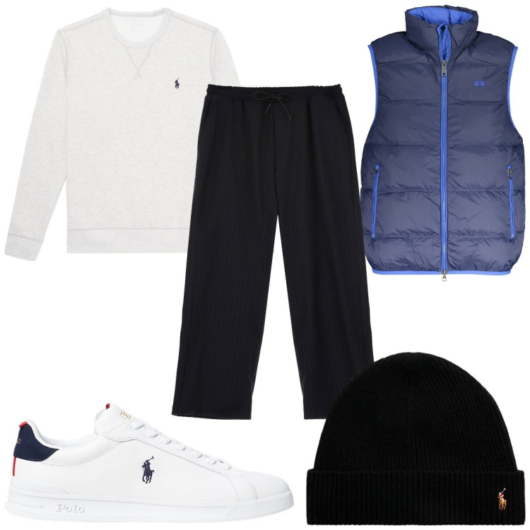Outfit uomo - Total look #2020912. Stile Trendy per Tutti i giorni. Abbinamento con pantaloni, berretti, sneakers, felpe, giacche.