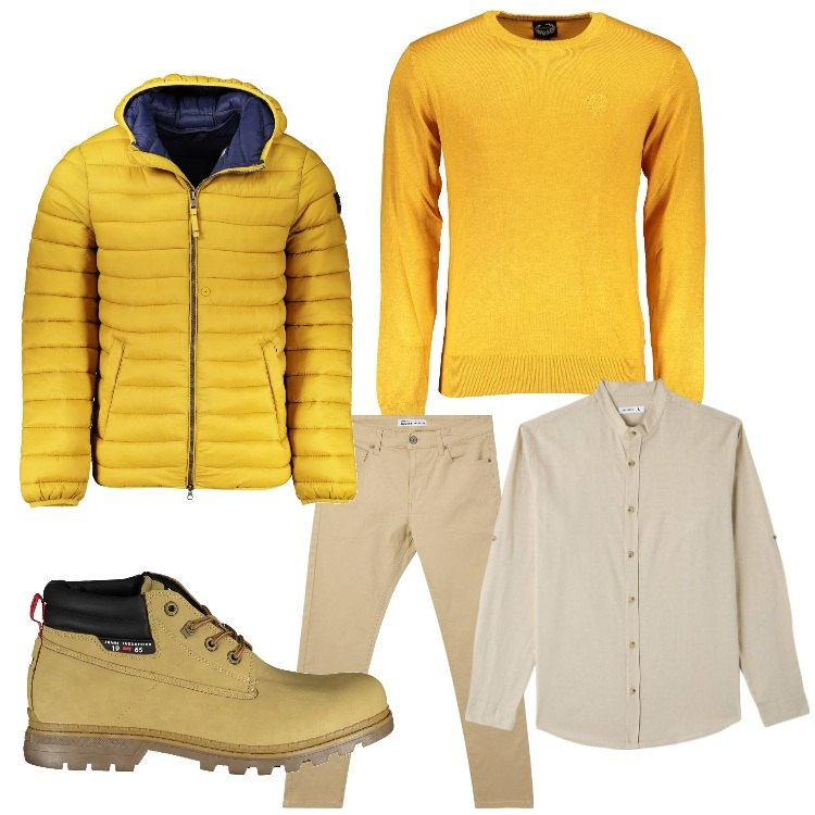 Outfit uomo - Con il sole dentro. Stile Casual per Tutti i giorni. Abbinamento con camicie, pantaloni skinny, maglieria, giacche, stivali.