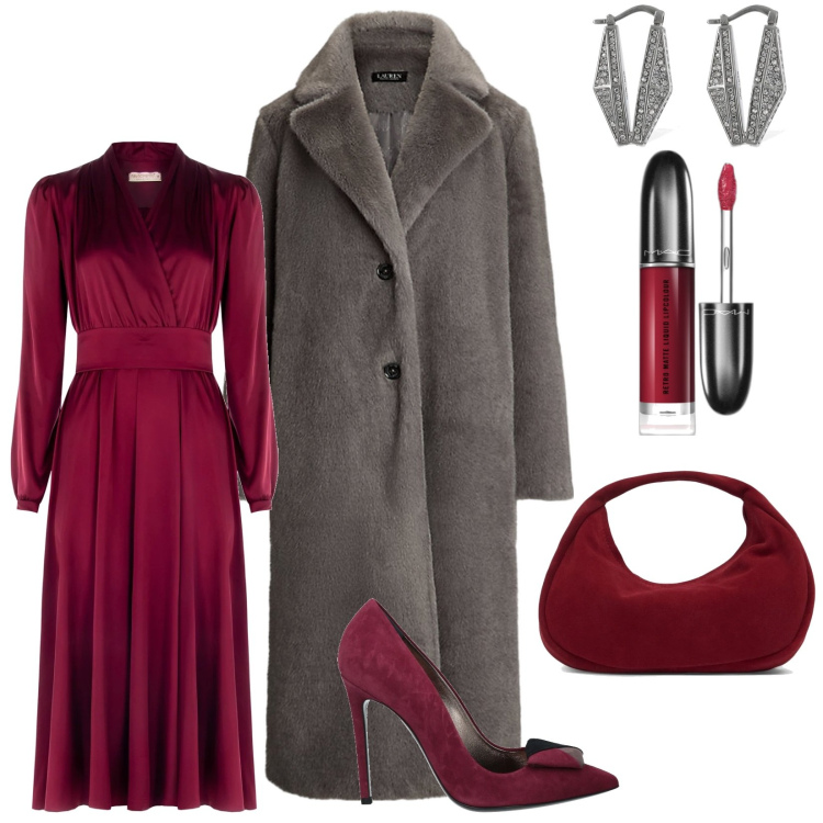 Outfit donna - Gioca con la moda ogni giorno. Stile Chic per Serata fuori. Abbinamento con décolleté, rossetti, vestiti lunghi, cappotti, orecchini, borse a mano.