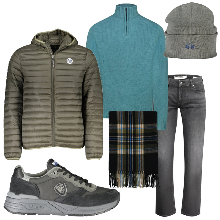 Outfit uomo - Corsa ai regali di Natale. Stile Urban per Tutti i giorni. Abbinamento con sciarpe, maglieria, sneakers, jeans, giacche, berretti.