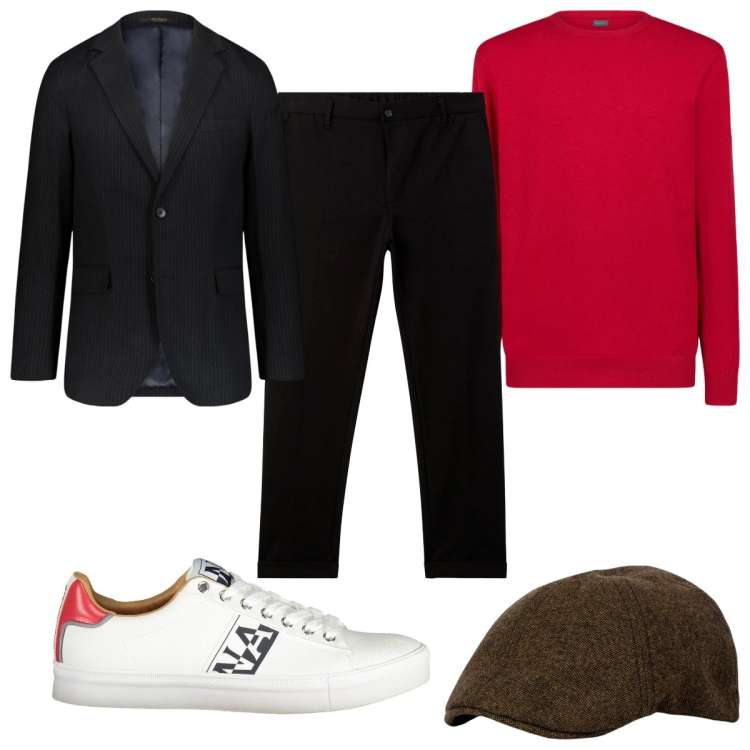 Outfit uomo - Total look #2021293. Stile Casual per Tutti i giorni. Abbinamento con pantaloni chino, maglieria, giacche, cappelli con visiera, sneakers.