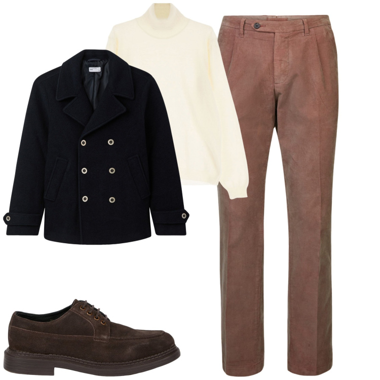 Outfit uomo - City. Stile Urban per Tutti i giorni. Abbinamento con cappotti, maglieria, pantaloni, scarpe stringate.