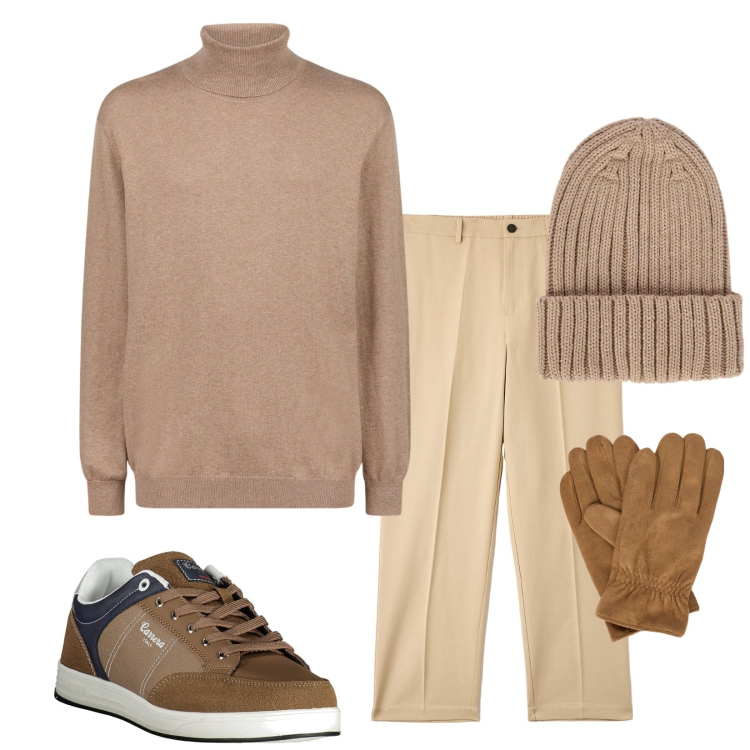 Outfit uomo - Total look #2021391. Stile Trendy per Tutti i giorni. Abbinamento con pantaloni, berretti, sneakers, maglieria, guanti.