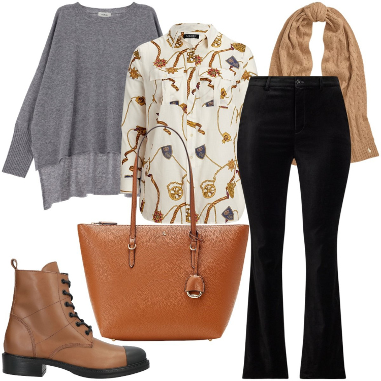Outfit donna - Lauren curve. Stile Casual chic per Tutti i giorni. Abbinamento con stivaletti, borse tote, sciarpe, pantaloni, camicie, pullovers.