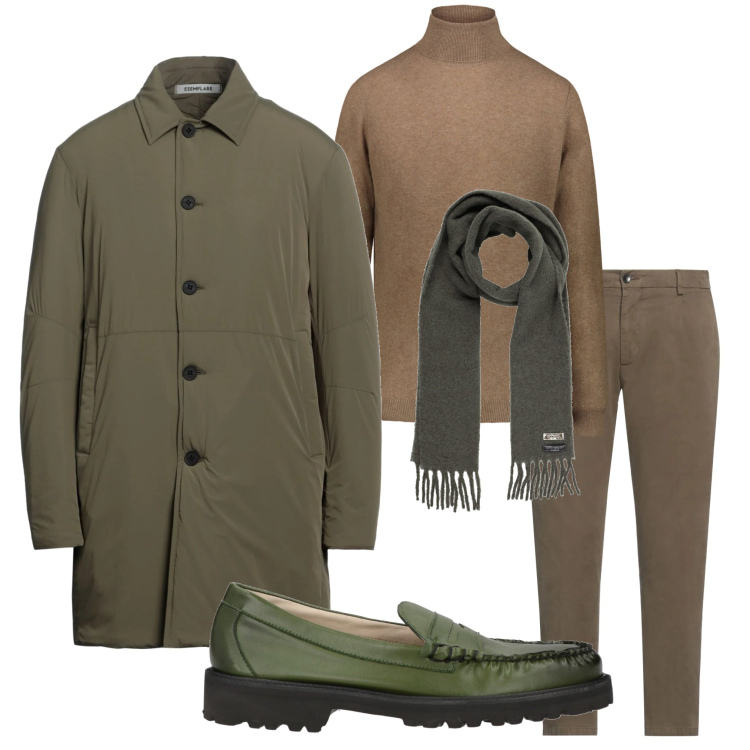 Outfit uomo - Business men. Stile Business/Elegante per Ufficio. Abbinamento con pantaloni chino, trench, scarpe stringate, sciarpe, maglieria.