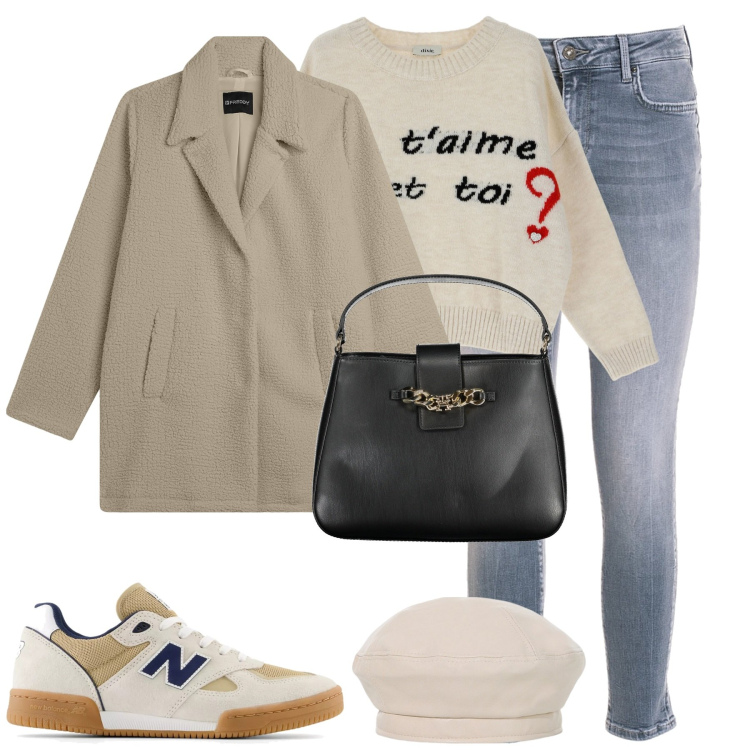 Outfit donna - City. Stile Casual per Tutti i giorni. Abbinamento con sneakers, jeans skinny, cappotti, cappelli e berretti, maglieria, borse a spalla.