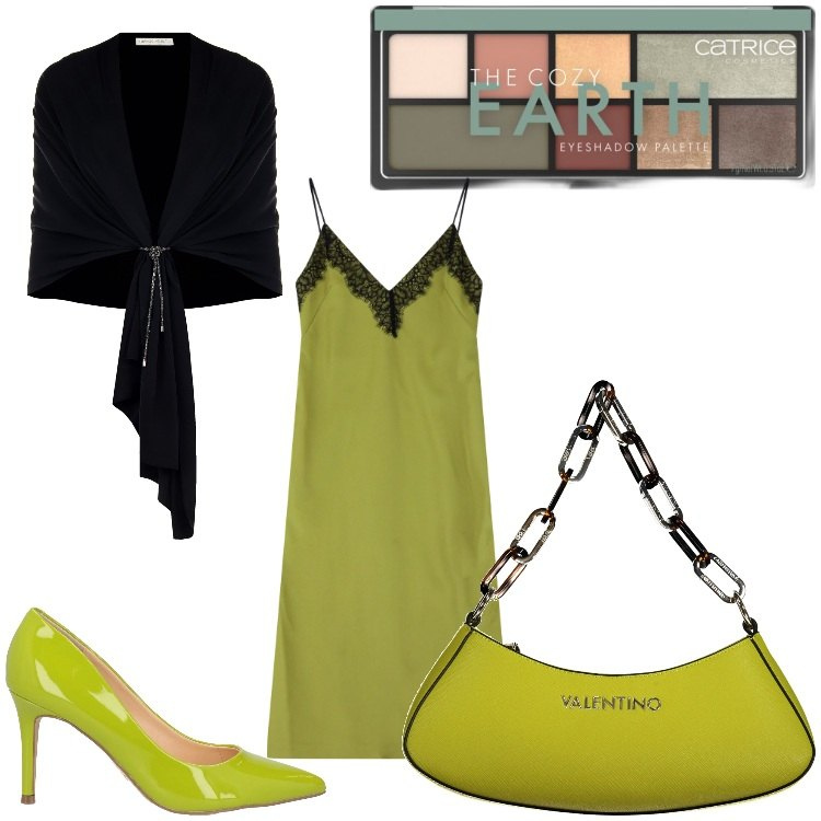 Outfit donna - Un colore inedito. Stile Chic per Serata fuori. Abbinamento con décolleté, ombretti, stole, vestiti midi/longuette, borse a spalla.