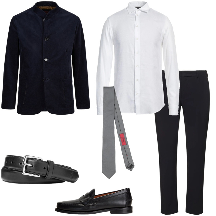 Outfit uomo - Ad un evento formale. Stile Business/Elegante per Cerimonia. Abbinamento con camicie, cravatte, cinture, scarpe stringate, giacche, pantaloni.