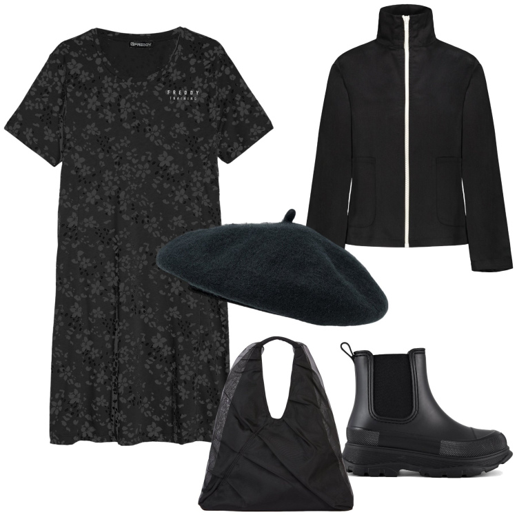 Outfit donna - Minimalista parigina. Stile Trendy per Tutti i giorni. Abbinamento con vestiti, blazer, stivali, shopping bag, cappelli e berretti.