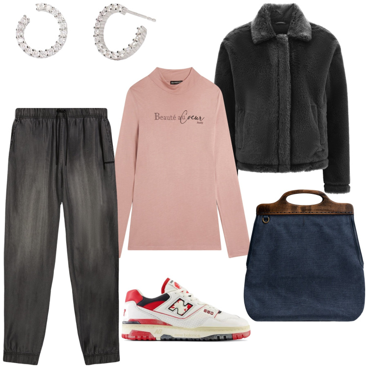 Outfit donna - It s me every day. Stile Casual chic per Tutti i giorni. Abbinamento con orecchini, sneakers, cappotti, maglieria, jeans, borse a tracolla.