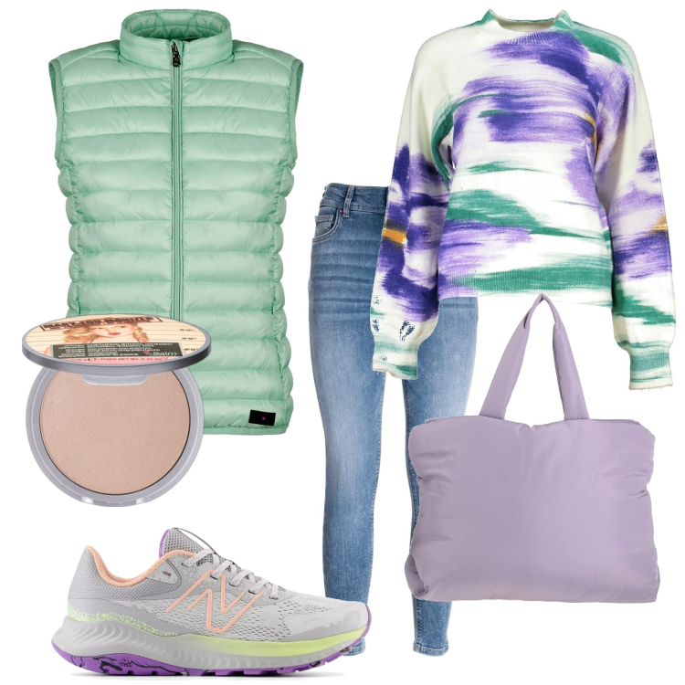 Outfit donna - Total look #2021831. Stile Urban per Tutti i giorni. Abbinamento con borse a mano, ombretti, sneakers, jeans skinny, piumini, maglieria.