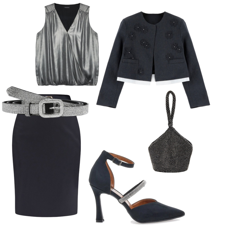 Outfit donna - Brillo di mio. per Serata fuori. Abbinamento con cinture, gonne, pochette, blazer, décolleté, top.