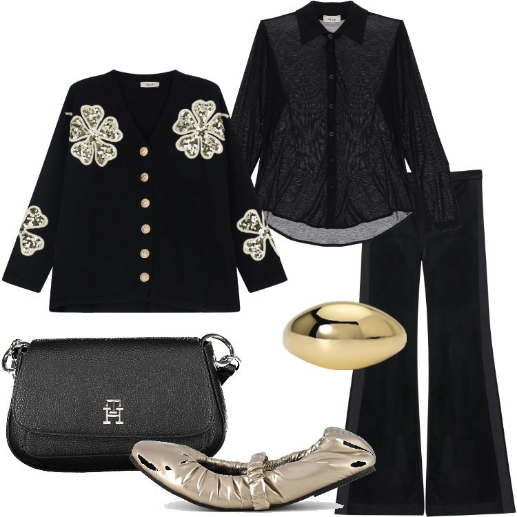 Outfit donna - Il mio dicembre - @star67. Stile Minimal per Serata fuori. Abbinamento con anelli, pantaloni, cardigans, camicie, ballerine, borse a tracolla.