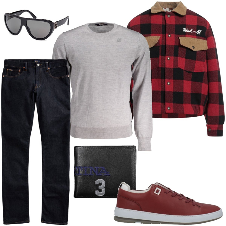 Outfit uomo - Il giubbotto a quadri. Stile Urban per Tutti i giorni. Abbinamento con giacche, sneakers, jeans, occhiali da sole, maglieria, portafogli.