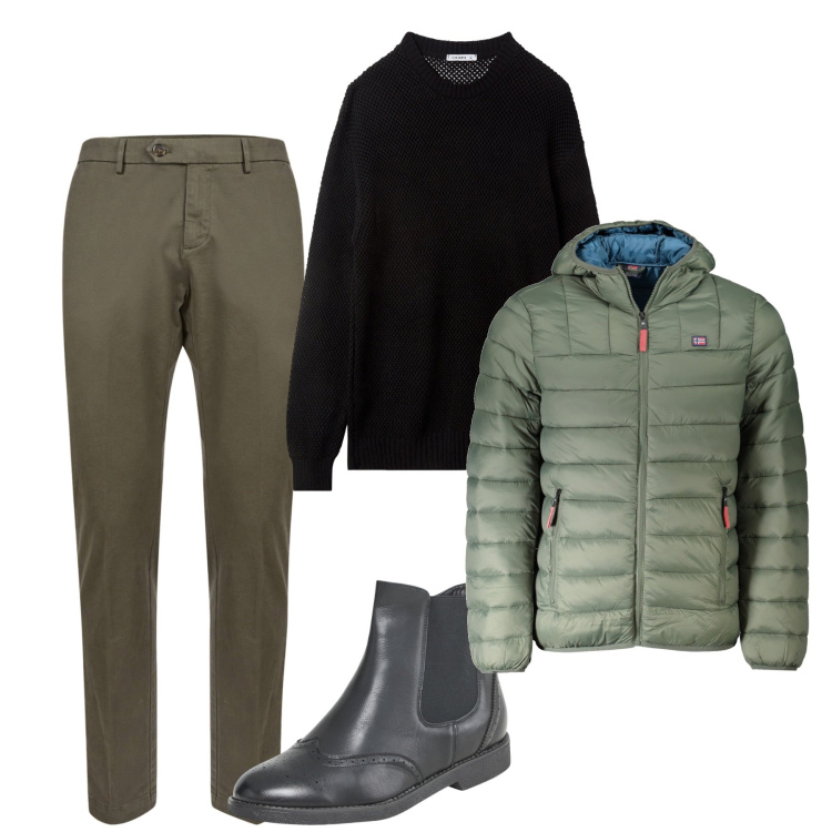Outfit uomo - Con gli stivaletti classici. Stile Casual per Tutti i giorni. Abbinamento con stivali e stivaletti, maglieria, pantaloni chino, giacche.