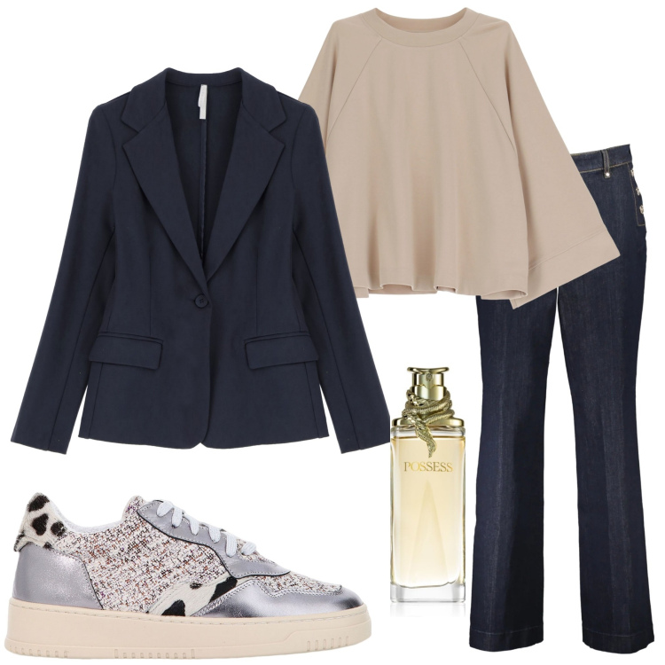 Outfit donna - Questa sono io. Stile Minimal per Tutti i giorni. Abbinamento con profumi, felpe, sneakers, blazer, jeans skinny.