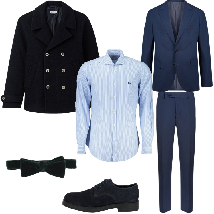 Outfit uomo - Serata di gala. Stile Business/Elegante per Serata speciale. Abbinamento con cravatte, cappotti, camicie, abiti, scarpe stringate.