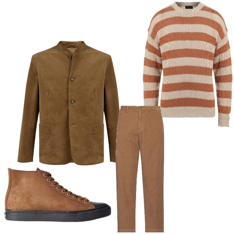 Outfit uomo - Velluto e righe. Stile Casual per Tutti i giorni. Abbinamento con pullovers, pantaloni chino, sneakers, giacche.