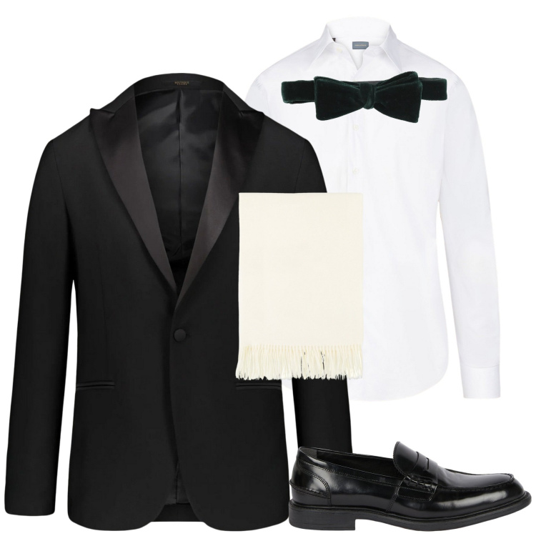 Outfit uomo - Smoking. Stile Business/Elegante per Serata speciale. Abbinamento con cravatte, sciarpe, abiti, camicie, scarpe stringate.