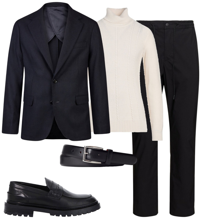 Outfit uomo - Cena di vigilia. Stile Business/Elegante per Serata speciale. Abbinamento con maglieria, scarpe stringate, cinture, giacche, pantaloni.
