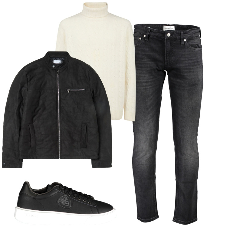 Outfit uomo - City. Stile Casual per Tutti i giorni. Abbinamento con giacche, maglieria, jeans slim fit, sneakers.