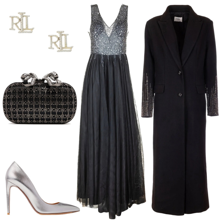 Outfit donna - Stiloso. Stile Chic per Cerimonia. Abbinamento con vestiti lunghi, cappotti, orecchini, décolleté, pochette.