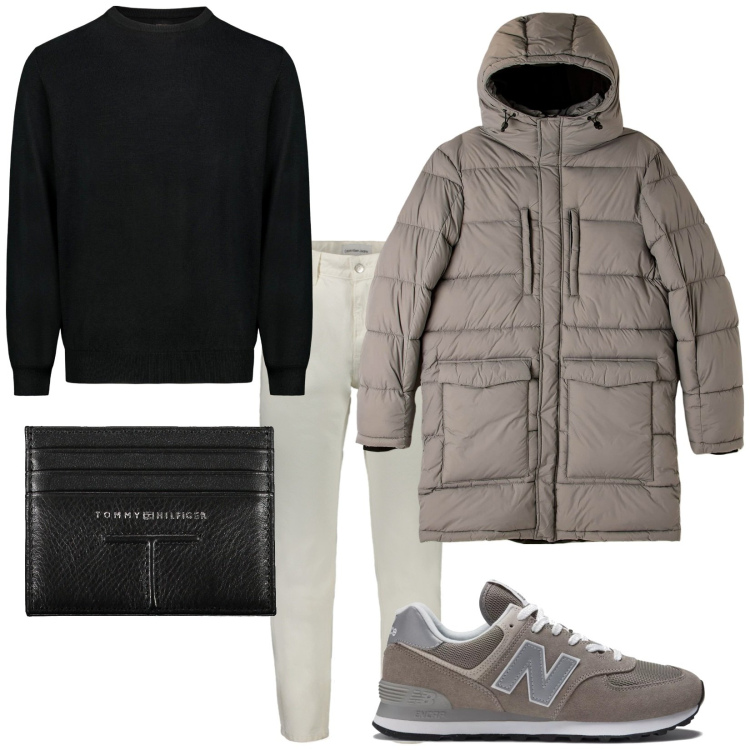 Outfit uomo - Total look #2022565. Stile Urban per Tutti i giorni. Abbinamento con sneakers, maglieria, jeans, portafogli, piumini.