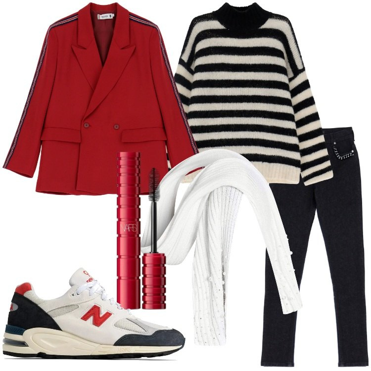 Outfit donna - Il mio dicembre - @star67. Stile Urban per Tutti i giorni. Abbinamento con mascara, sneakers, sciarpe, blazer, maglieria, jeans.