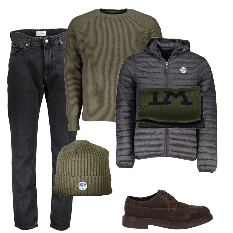 Outfit uomo - Freddo freddo. Stile Trendy per Tutti i giorni. Abbinamento con scarpe stringate, maglieria, giacche, jeans, sciarpe, berretti.