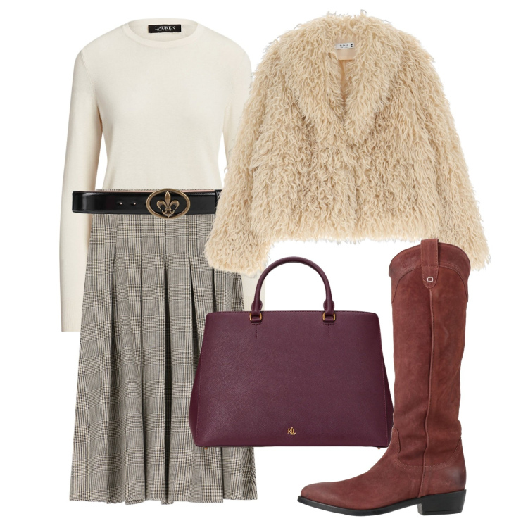 Outfit donna - Una gonna deliziosa. Stile Bon Ton per Tutti i giorni. Abbinamento con stivali, cinture, blazer, gonne lunghe, borse a mano, maglieria.