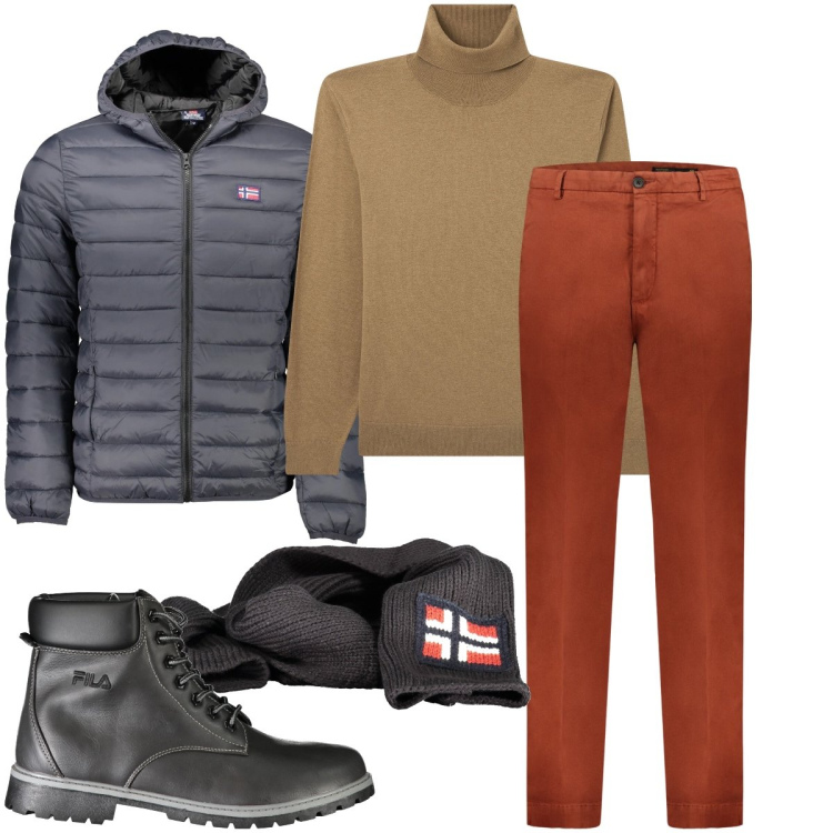 Outfit uomo - Un po’ di colore. Stile Casual per Ufficio. Abbinamento con maglieria, pantaloni, giacche, stivali, sciarpe.