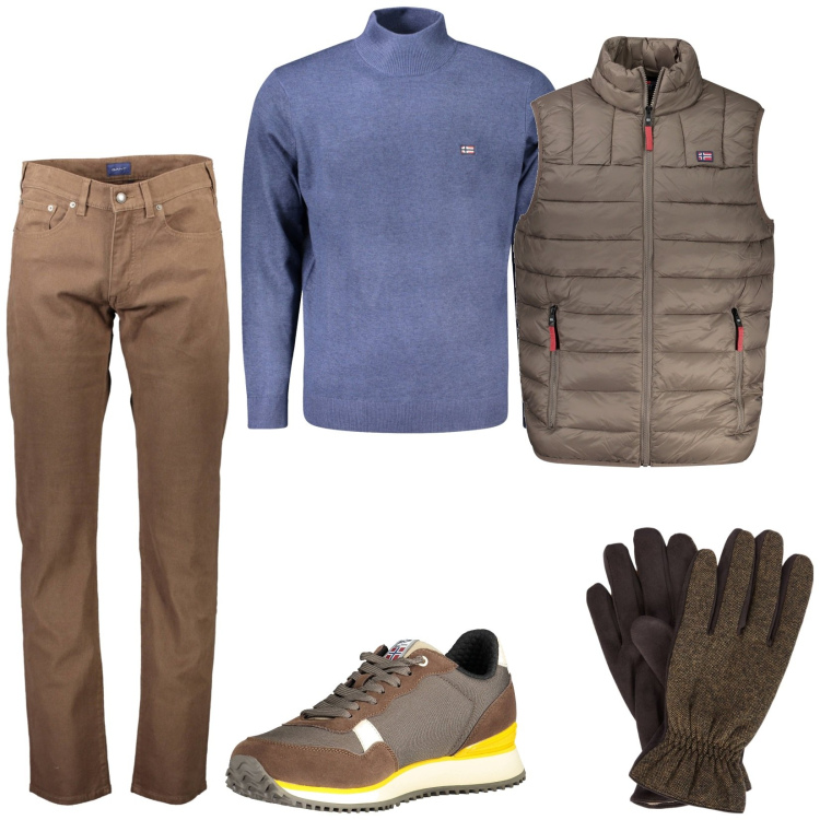 Outfit uomo - Total look #2022746. Stile Casual per Tutti i giorni. Abbinamento con guanti, pantaloni, sneakers, giacche, maglieria.