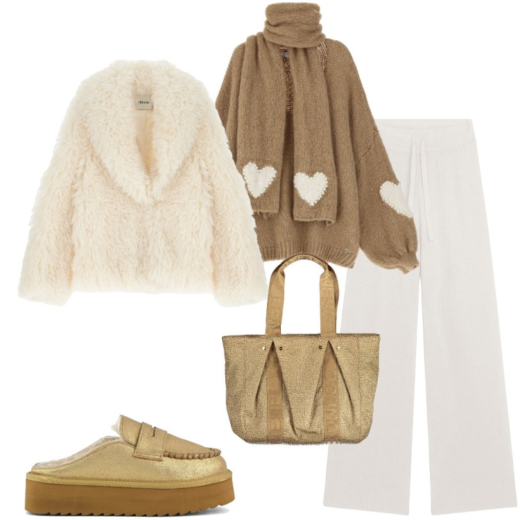 Outfit donna - Il mio dicembre. Stile Casual chic per Tutti i giorni. Abbinamento con maglieria, blazer, pantaloni, mocassini, borse a spalla.